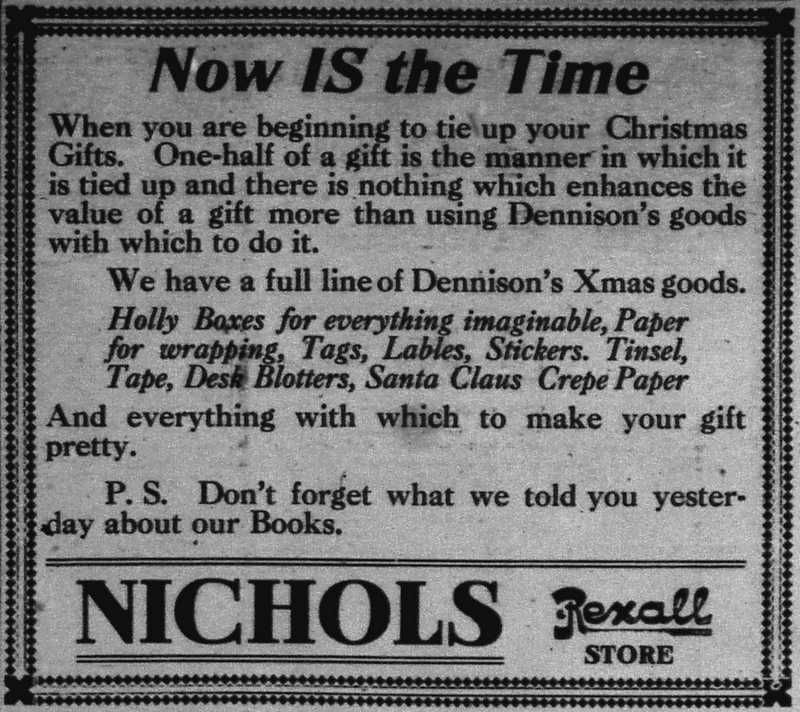 Newspaper ad - <i>The Daily Mining Gazette</i>, 10 Dec 1909